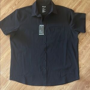 FLX Men's XL Slim Black Casual Button Down Shirt